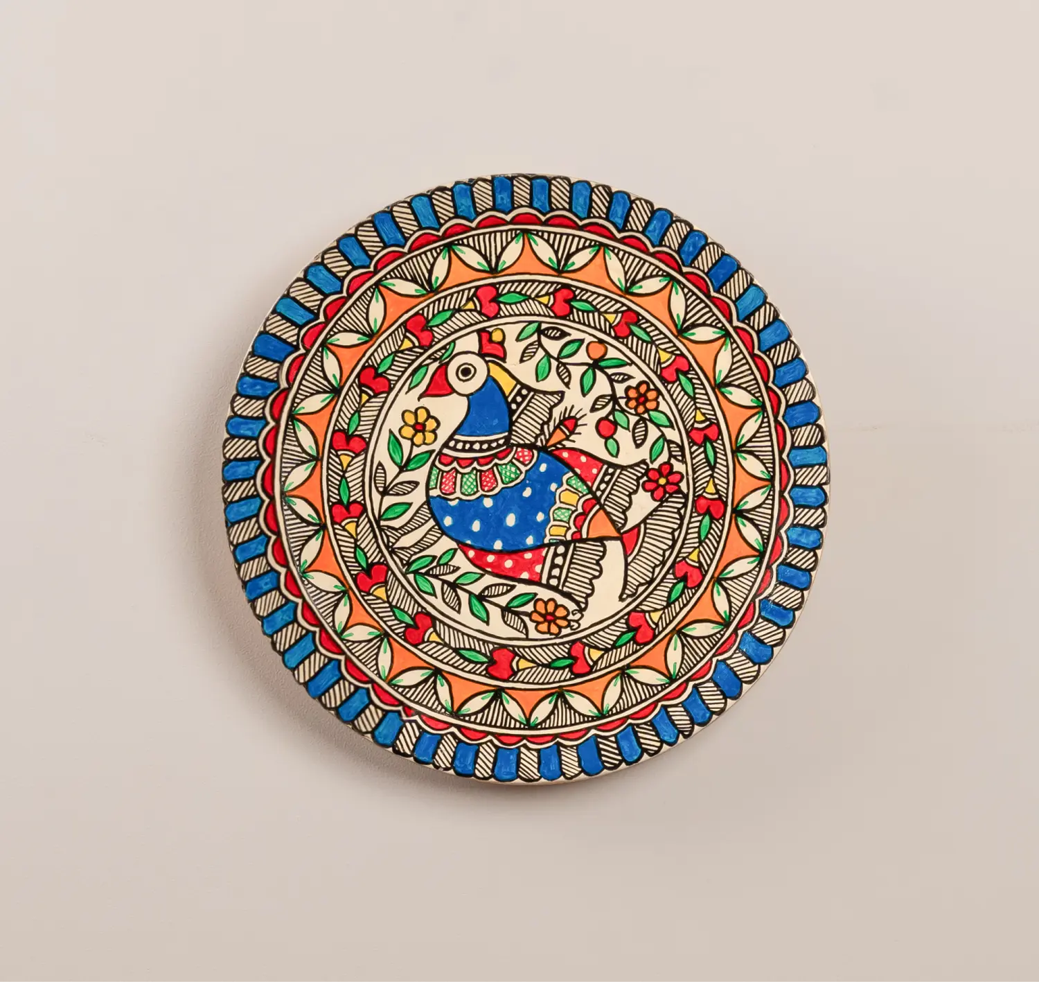Madhubani Mayur (Peacock) in Splendour Decor Plate