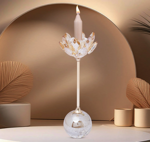 Floral Crystal Ball Base Candle Holder