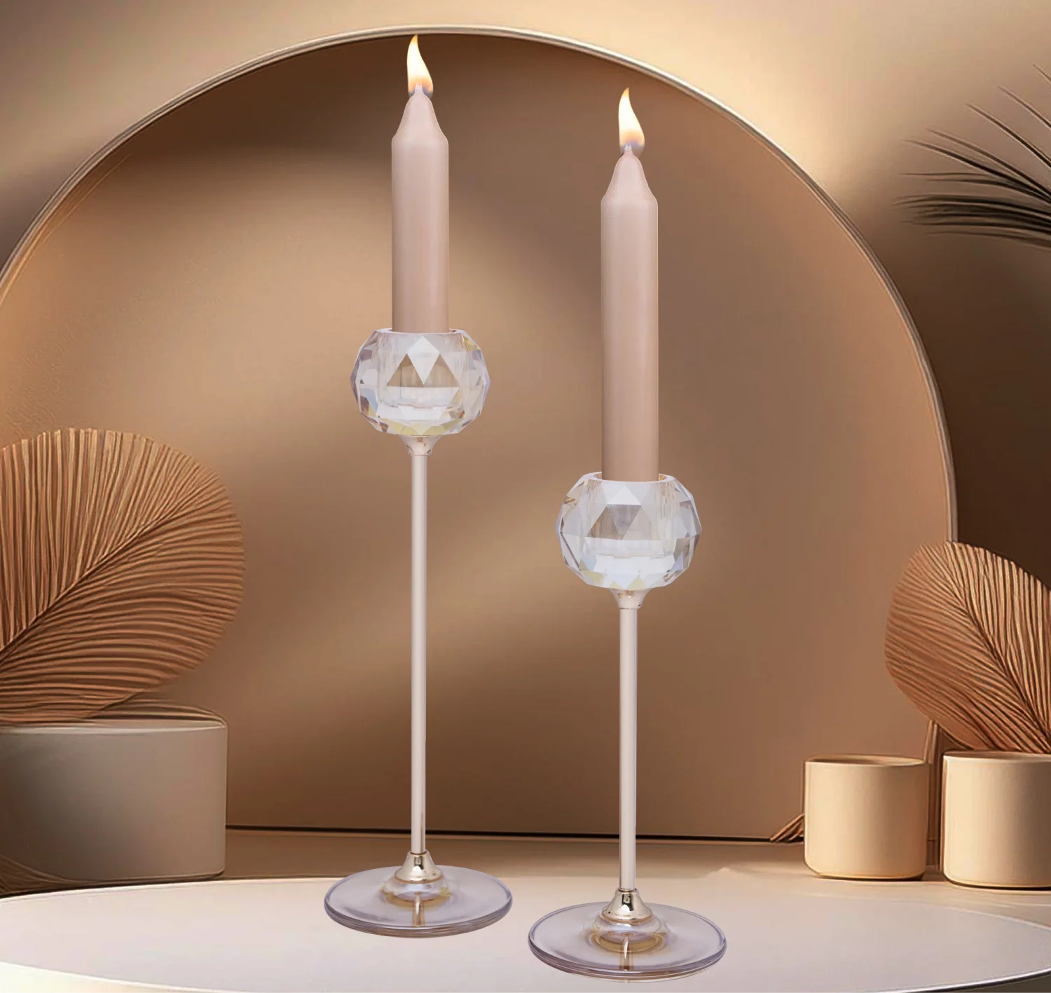 Twinning Candle Holders in Crystal