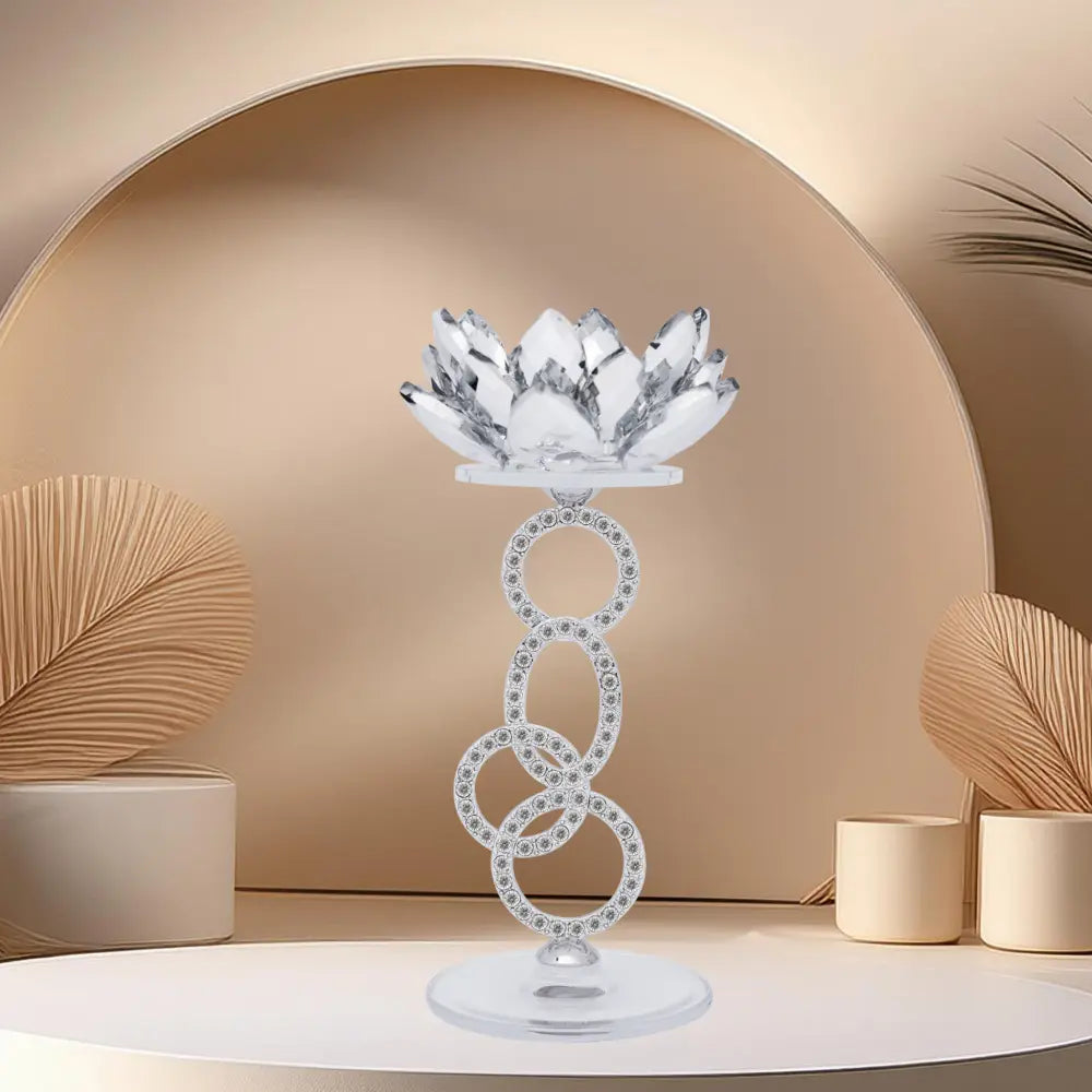 TUS CRYSTAL TAPER CANDLE HOLDER SILVER 5