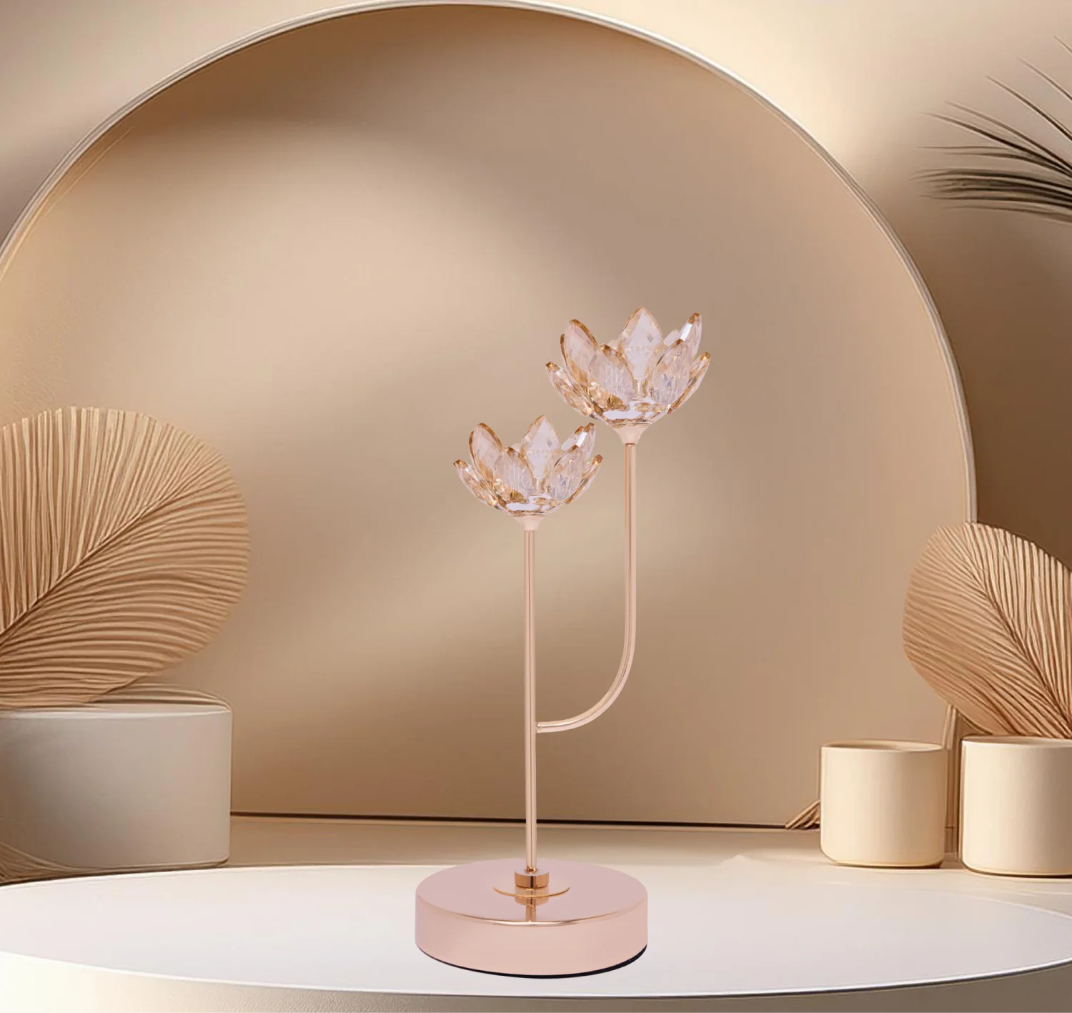 Duo Crystal Flower Candle Holder