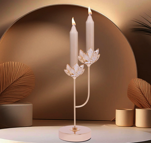 Duo Crystal Flower Candle Holder