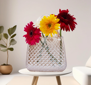 Glass Tote Bag Vase - Textured