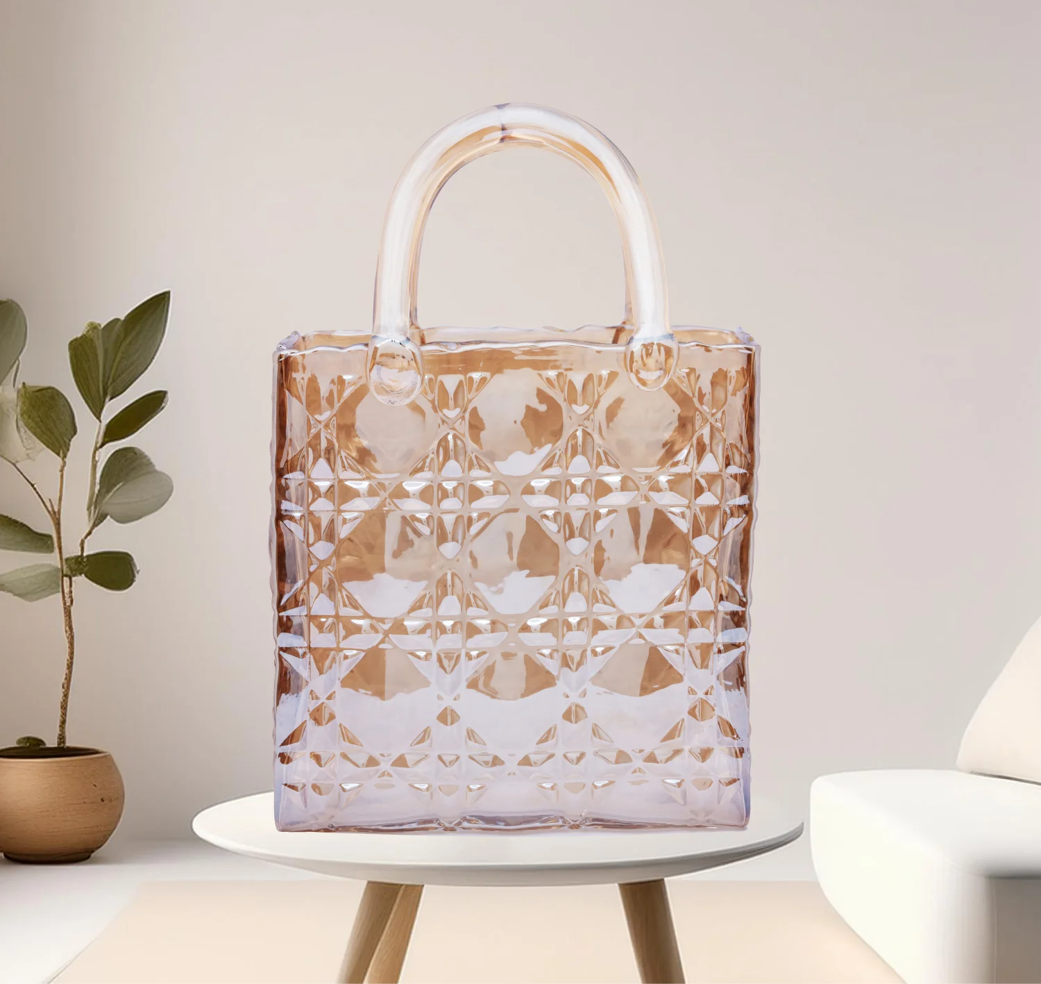 Glass Tote Bag Vase - Rectangle