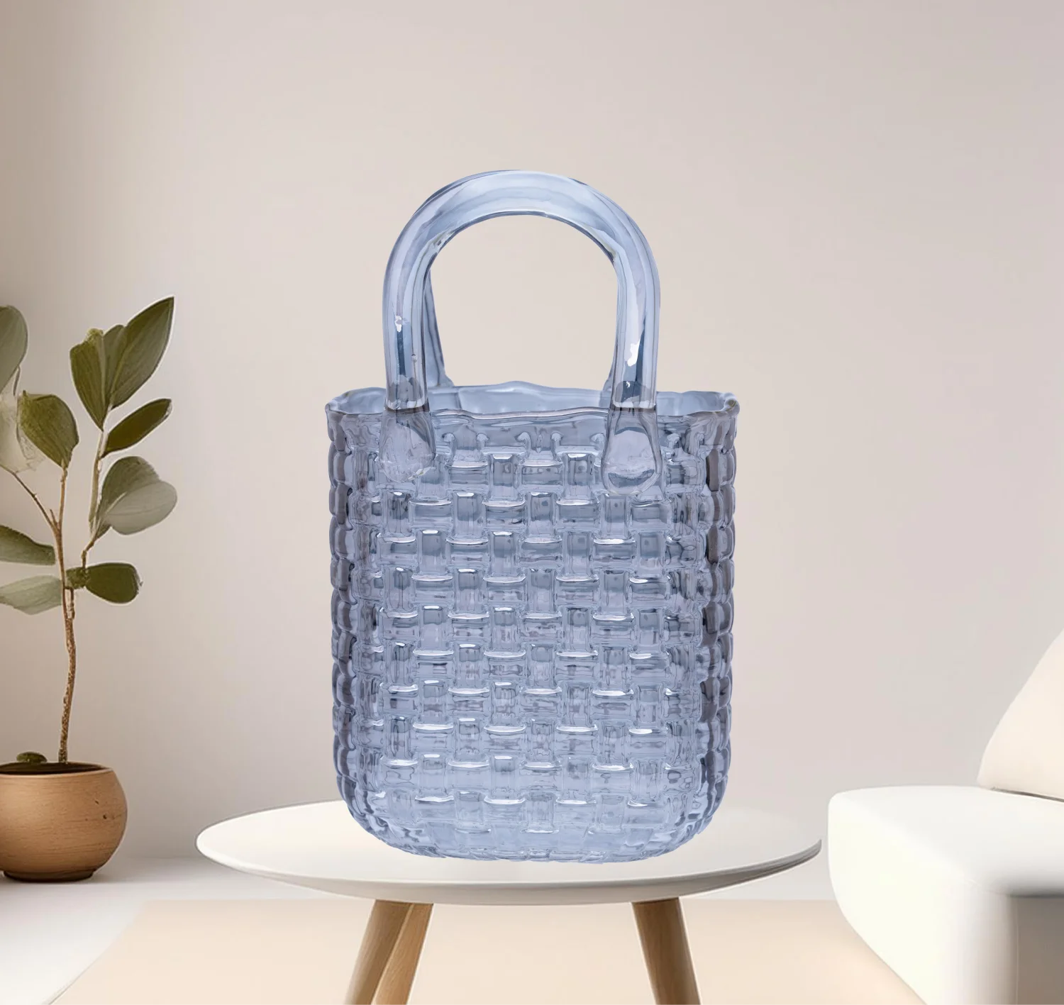 Glass Tall Bag Vase - Textured Medium