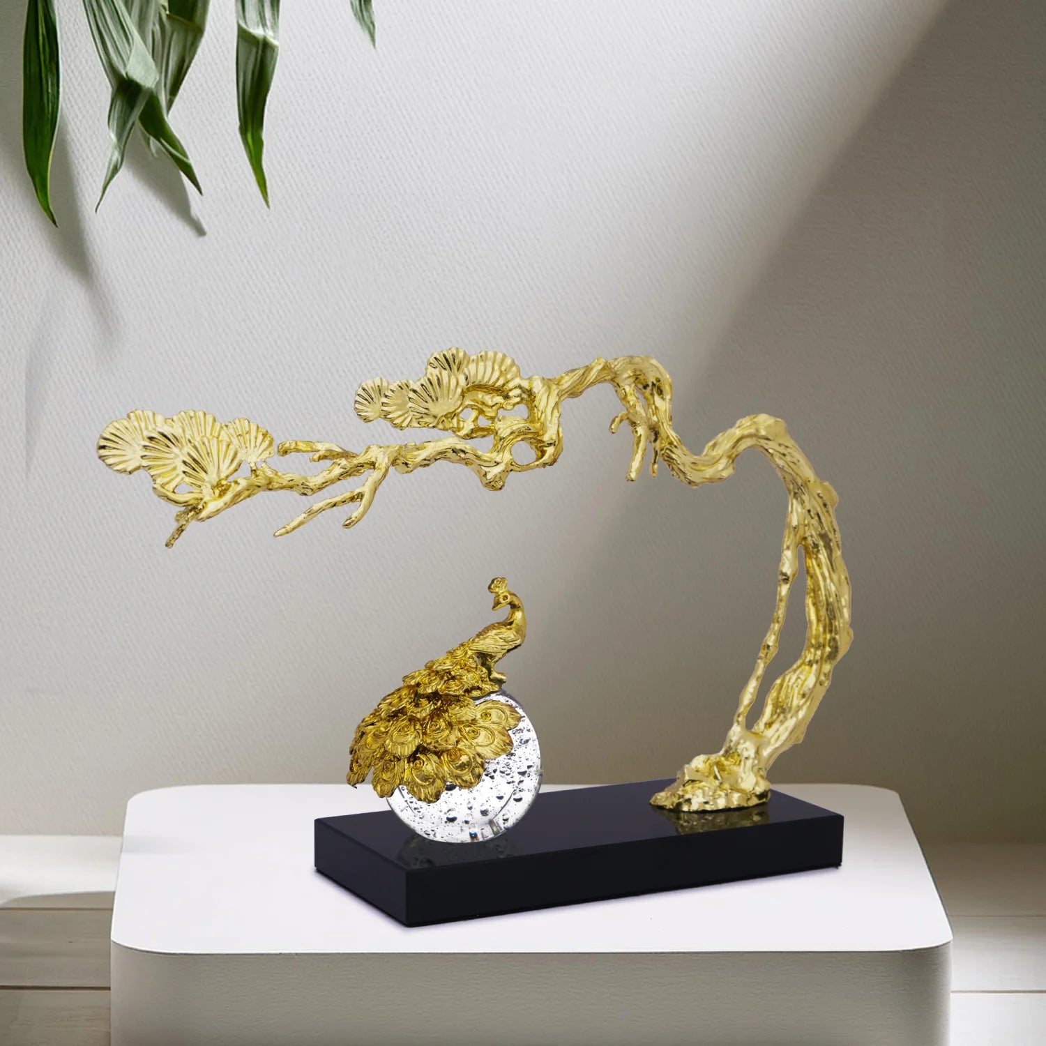 Regal Peacock in the Shade Décor Piece