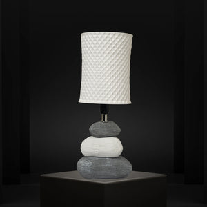 3D Printed Table Lamp, Shade Theme: Knurl, Ceramic Pebbles