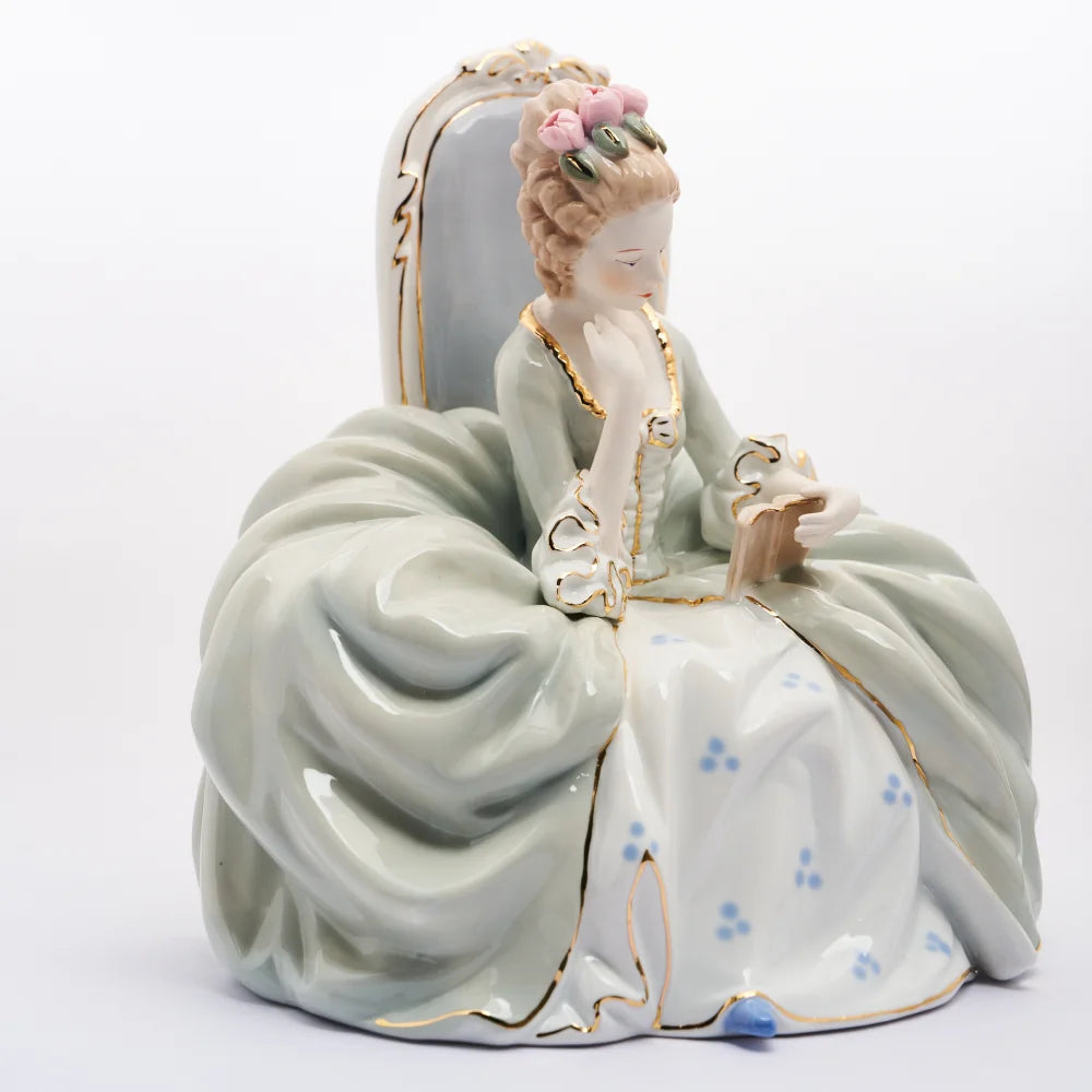 VICTORIAN LADY SITTING & READING