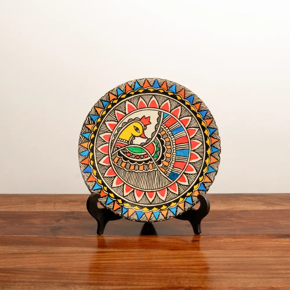 Madhubani Mayur (Peacock) in Splendor Decor Plate