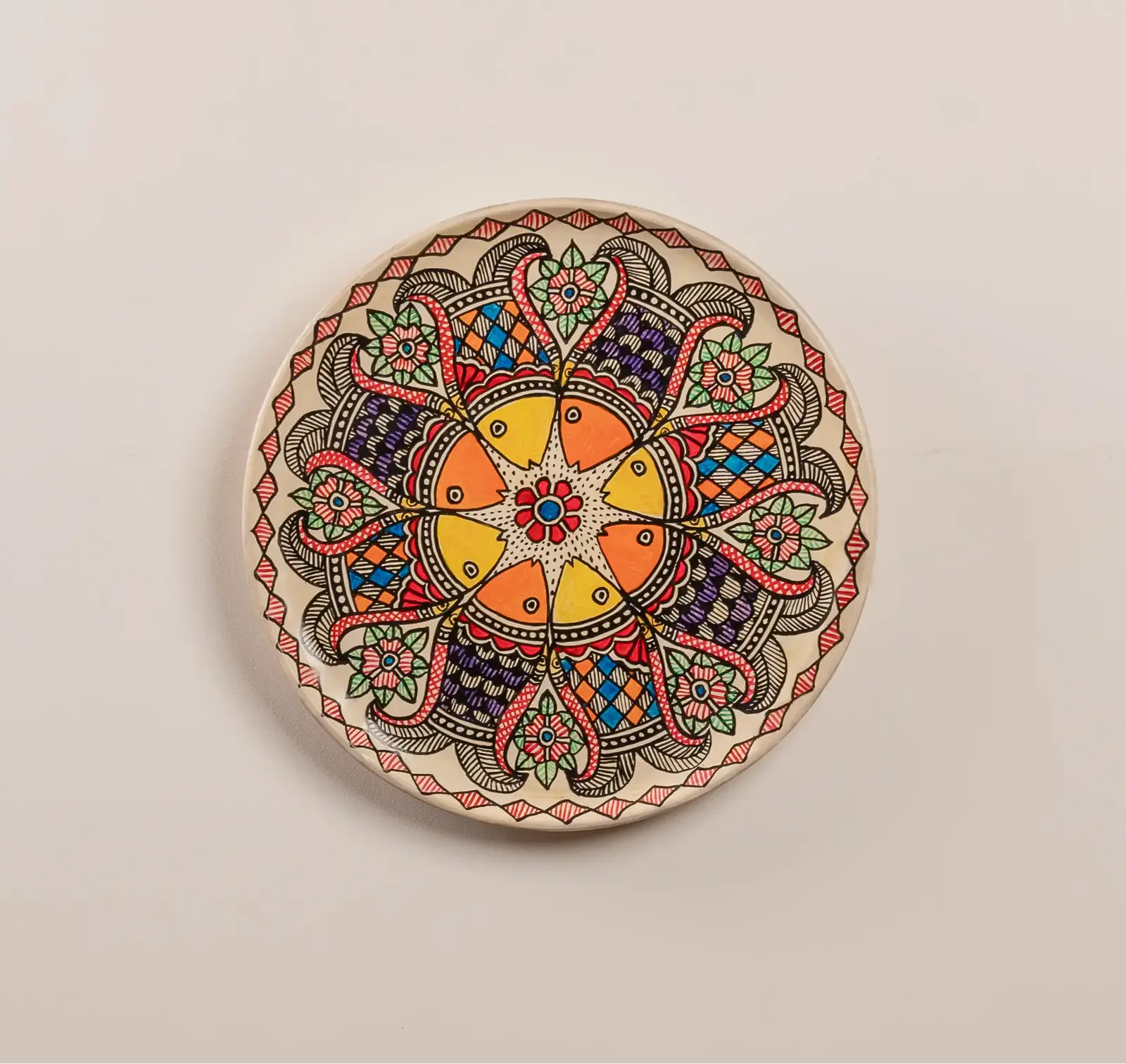 Madhubani Matsya (Fish) Circle of Life Décor Plate