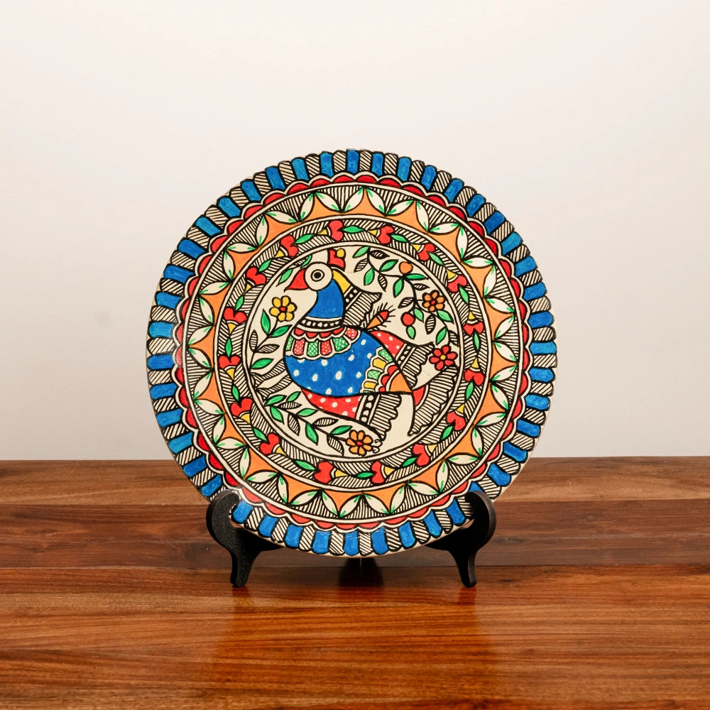 Madhubani Mayur (Peacock) in Splendour Decor Plate