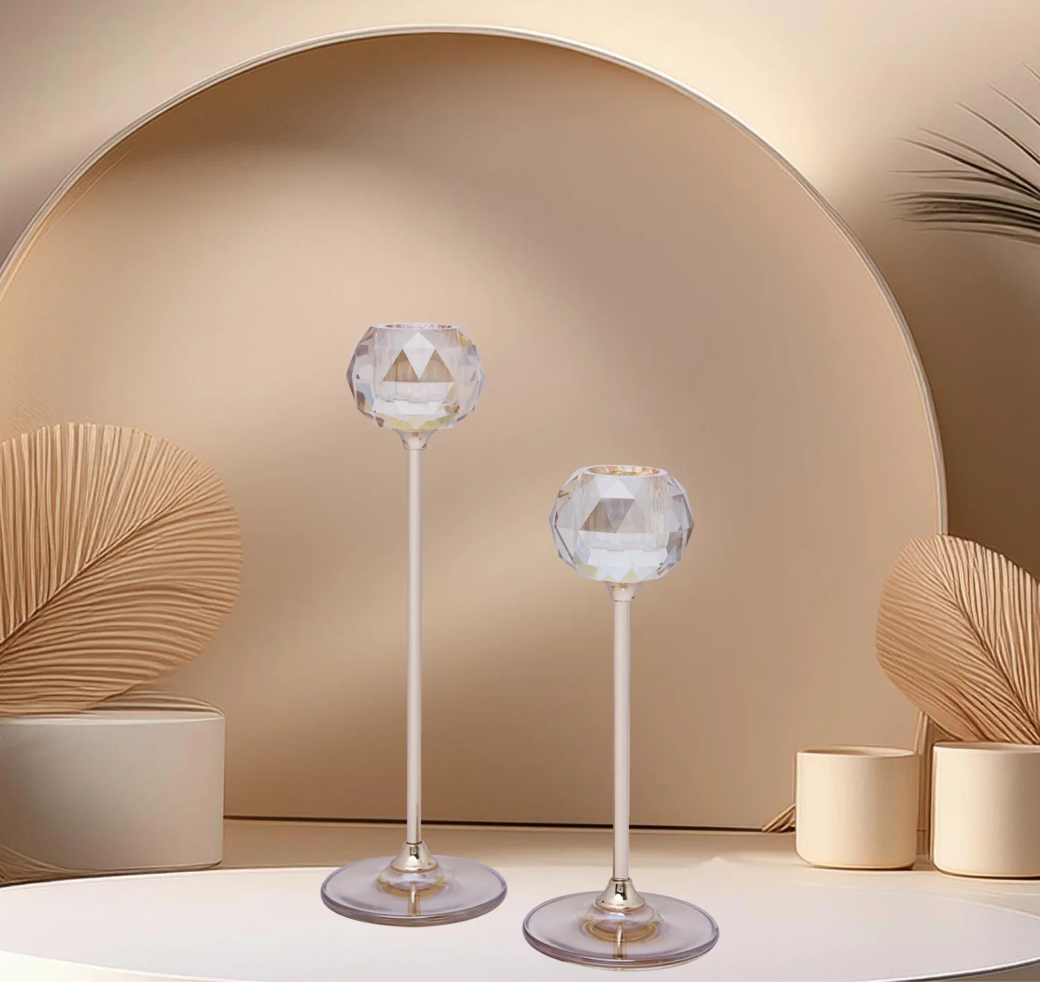 Twinning Candle Holders in Crystal