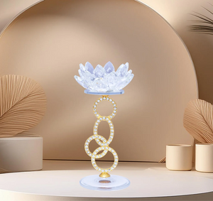 Lotus Crystal Candle Holder Golden
