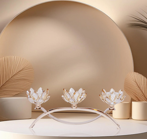 Three Roses Crystal Flower Candle Holder