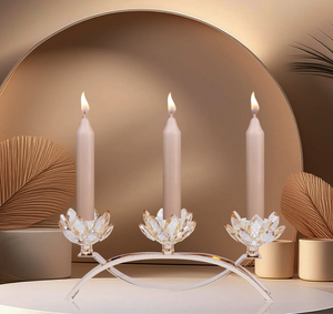 Three Roses Crystal Flower Candle Holder