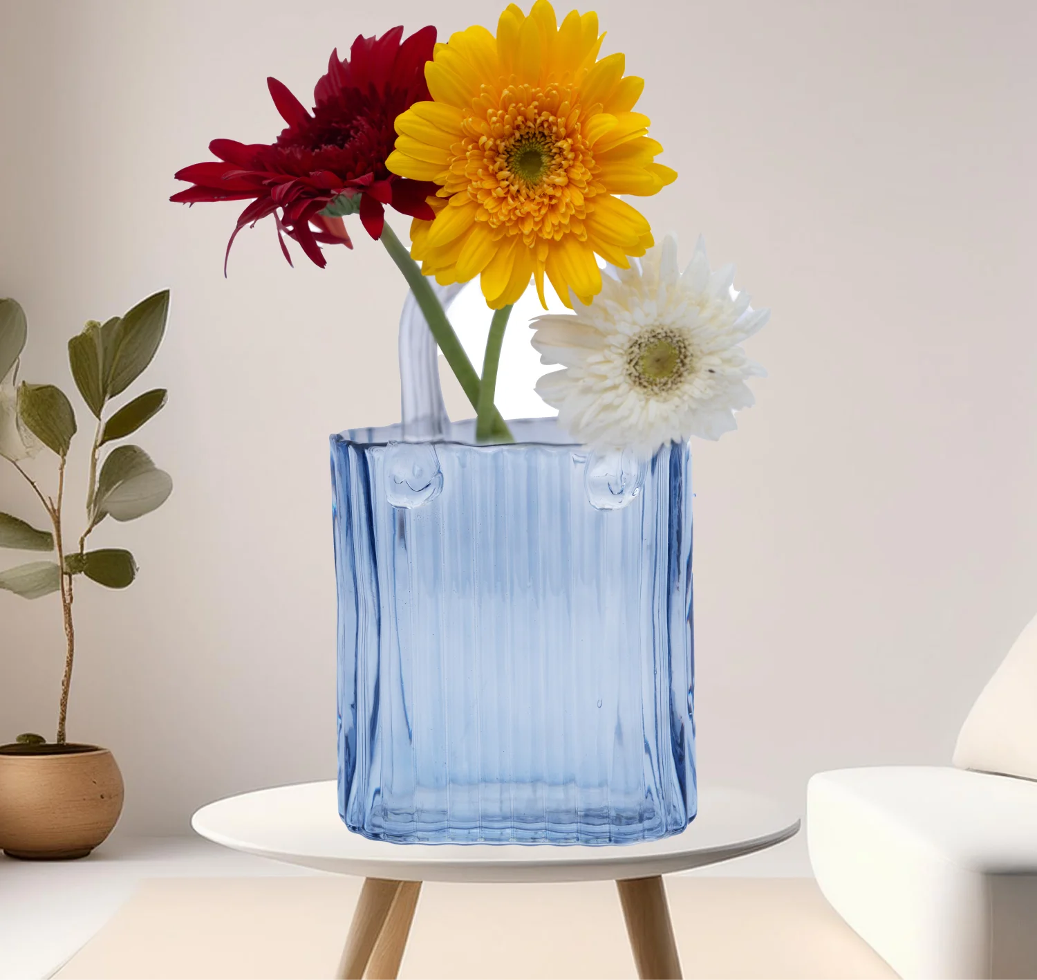 Glass Tall Lined Bag Vase