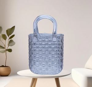 Glass Tall Bag Vase - Textured Medium