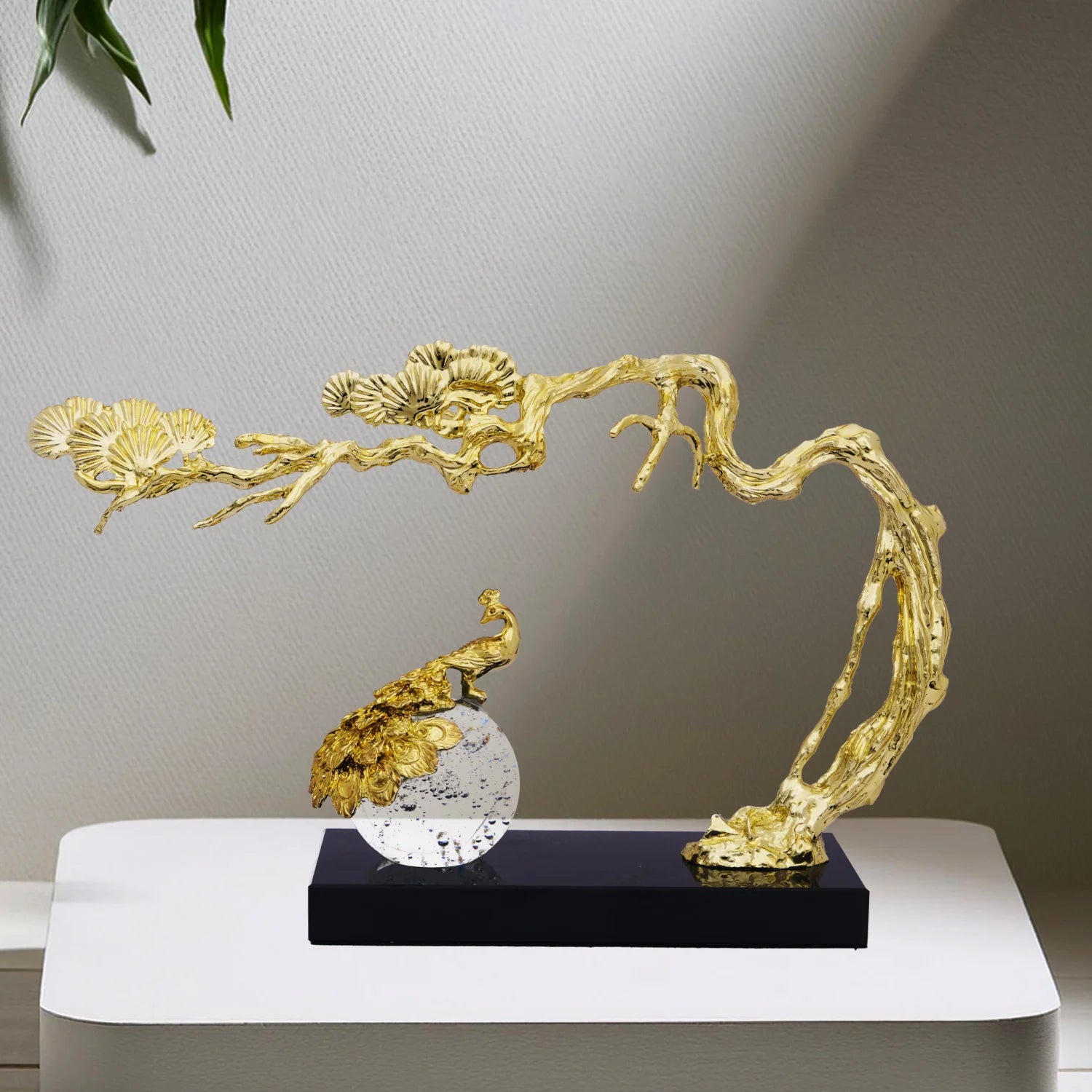 Regal Peacock in the Shade Décor Piece