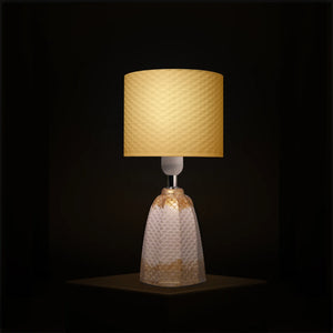 3D Printed Table Lamp, Shade Theme: Scales, Ceramic Gold on White