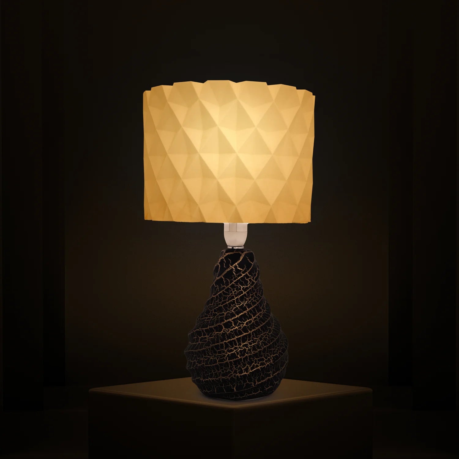 3D Printed Table Lamp, Shade Theme: Diamond, Ceramic Pear