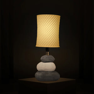 3D Printed Table Lamp, Shade Theme: Knurl, Ceramic Pebbles